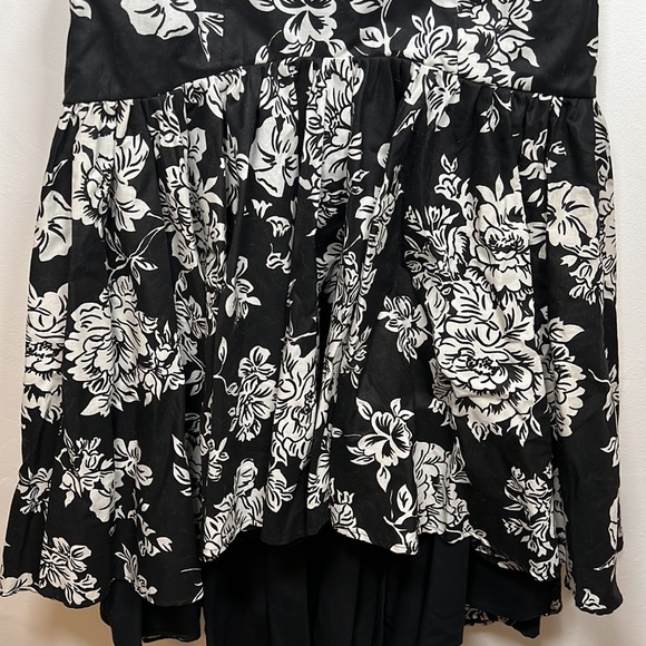 VINTAGE strapless dress/gown black and white floral print size 10 - Picture 3 of 6